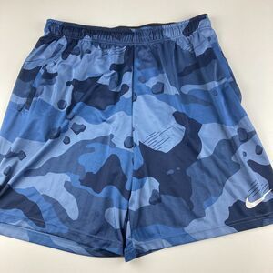 Nike Dri-FIT Shorts Mens XXL Blue Camo Running Training Athletic 9" Inseam